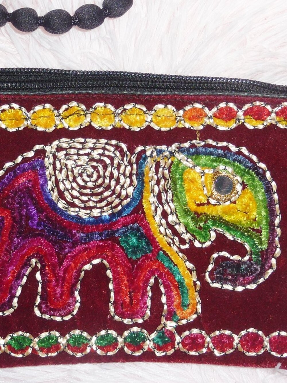 New Boho Vibe Embroidered Wristlet With Pockets Embellished Elephant is Gorgeous